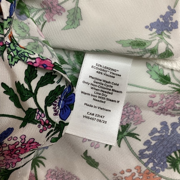 Talbots Floral Print Ruffle Trim Blouse - Picture 5 of 8